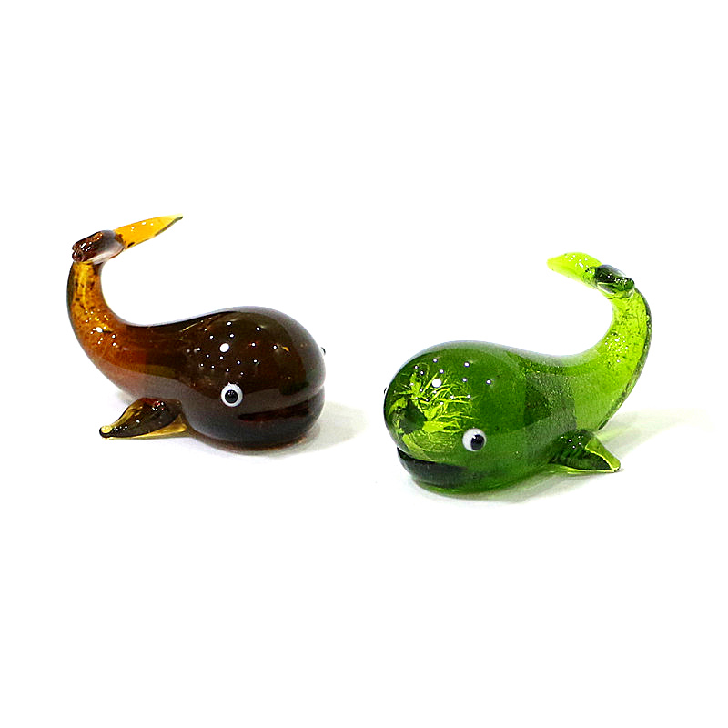 Marine Aquarium Live - Murano glazen walvis miniatuur beeldje zilverfolie