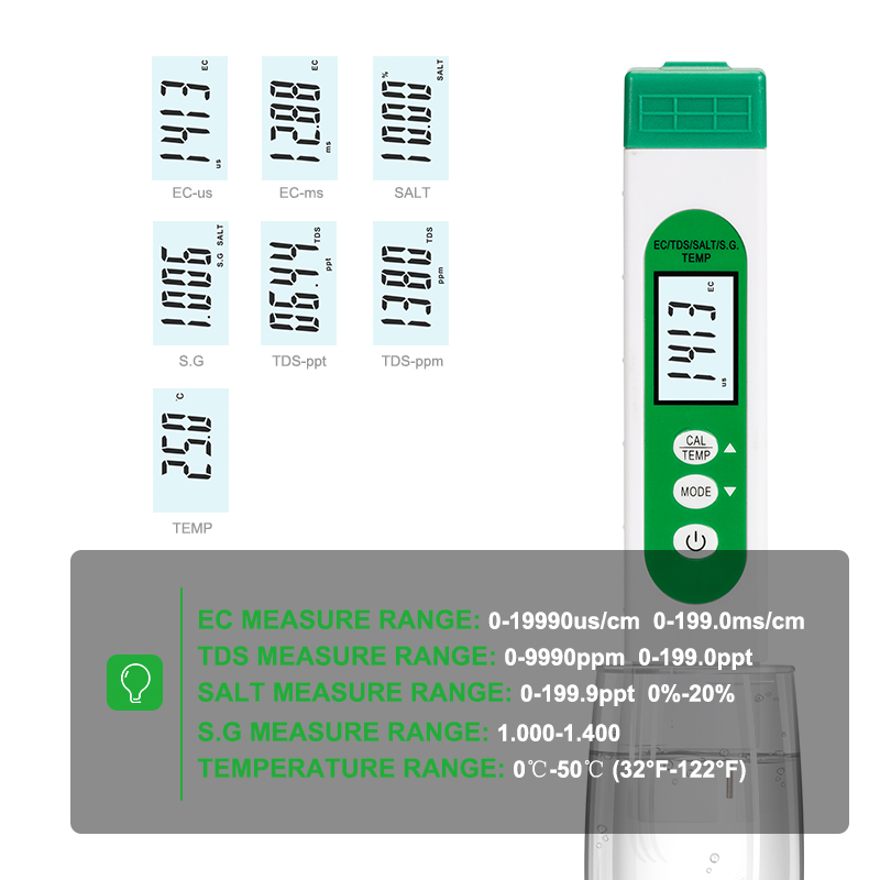 Marine Aquarium Water Testing - 5 In 1 Tds Ec Zout