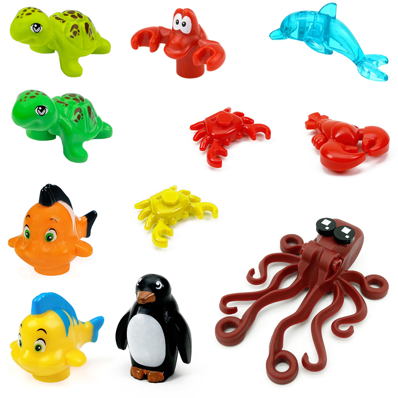 Marine Aquarium Hermit Crab - Zeeleven Dier MOC Bouwstenen Stad Aquarium